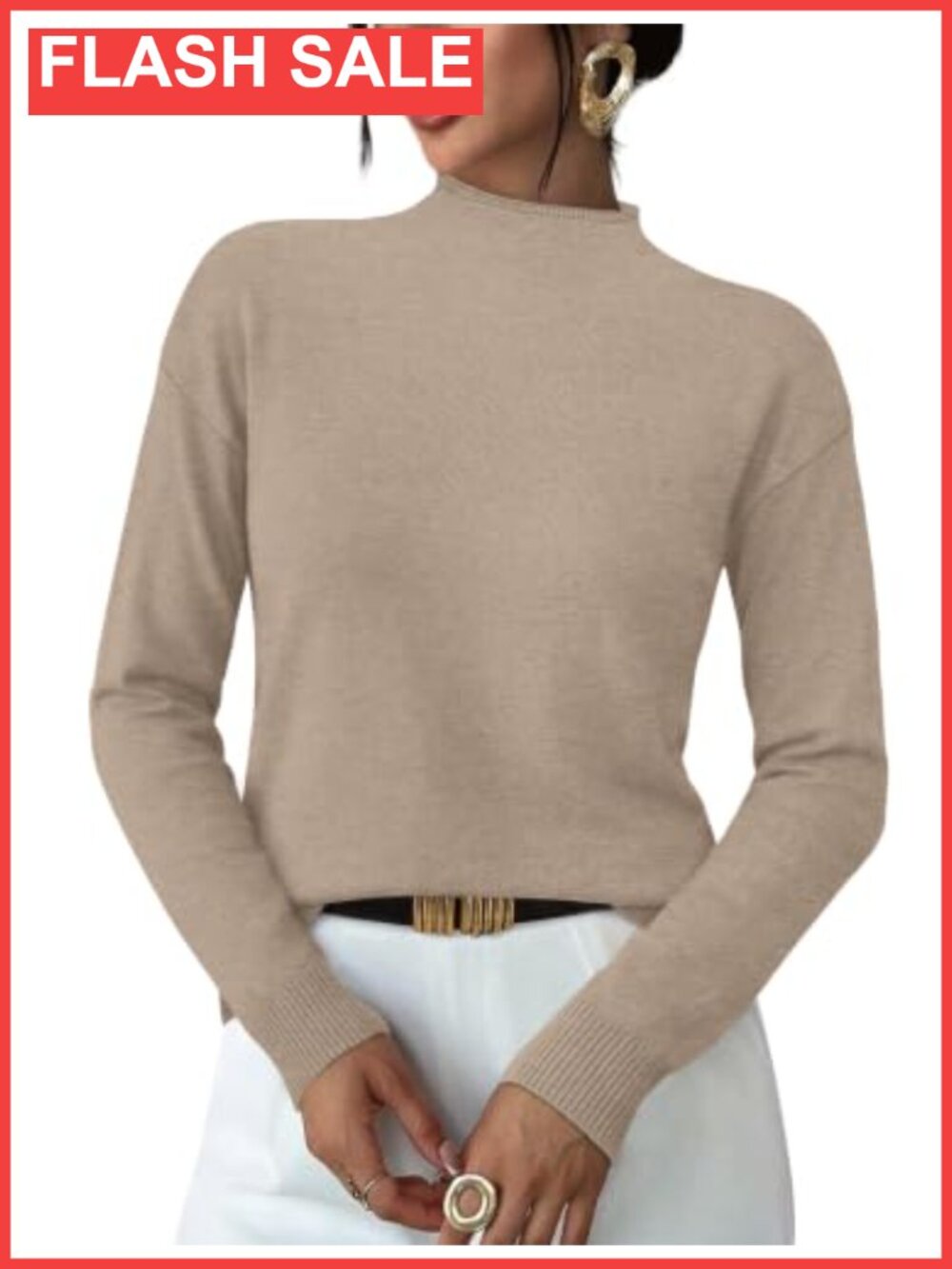 Womens Sweaters Mock Neck Long Sleeve Buttery Soft Knit Pullover Fall Office